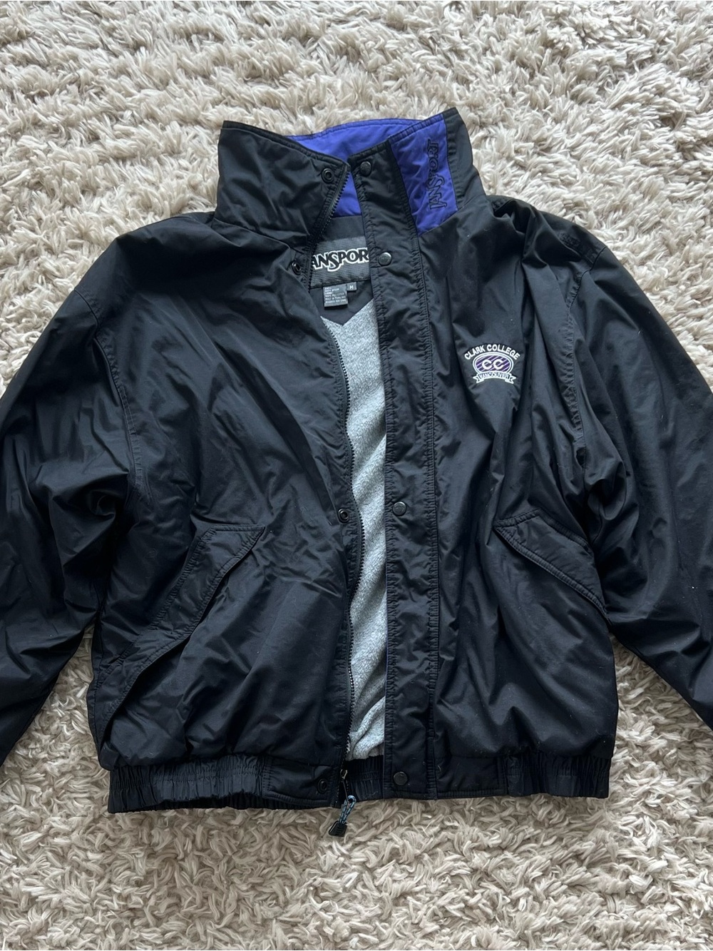 Jansport Jacket in Black, Purple, and Gray